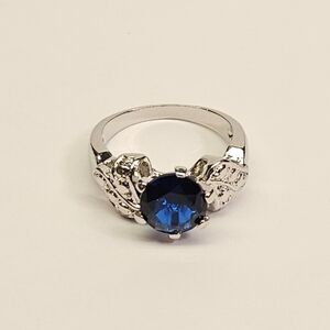 Silver and Blue Gemstone Ring
